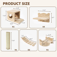 Cat Wall Shelves, 9-in-1 Wood Cat Wall Furniture Set, Burlywood – Essentials for Cats - Beige / 9 Piece Set - image 2