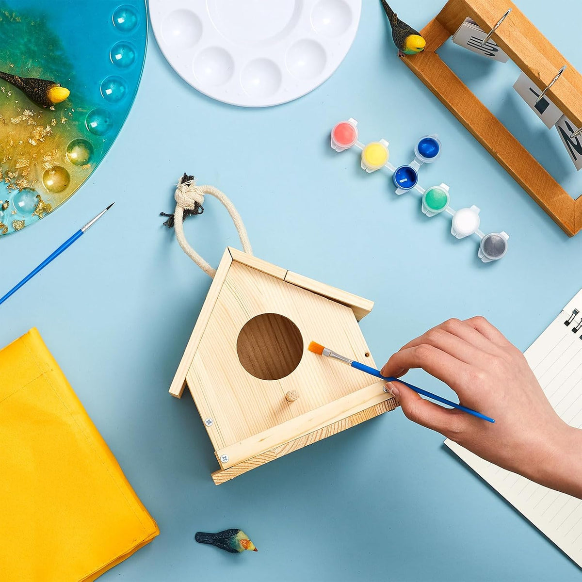 Liliful wooden DIY birdhouse kit for kids, 2 sets with paints and brushes - view 5