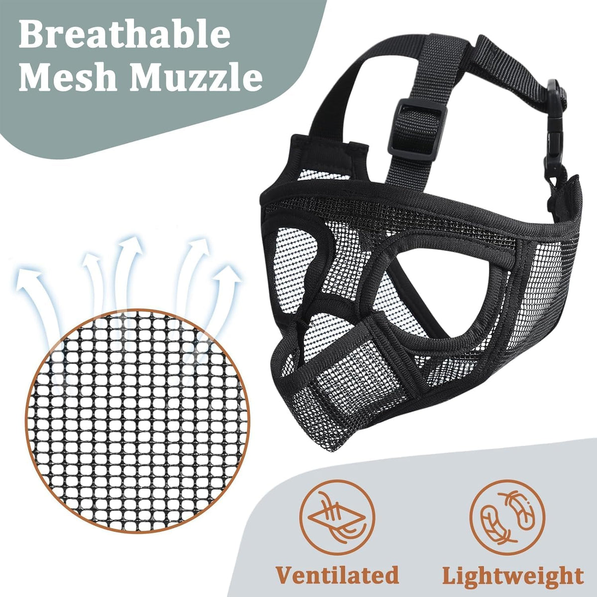 Mesh Short Snout Dog Muzzle with Anti-Eating Design for Frenchie – Essentials for Dogs - Black / L [Head Cir: 20.5"-23"] - image 4