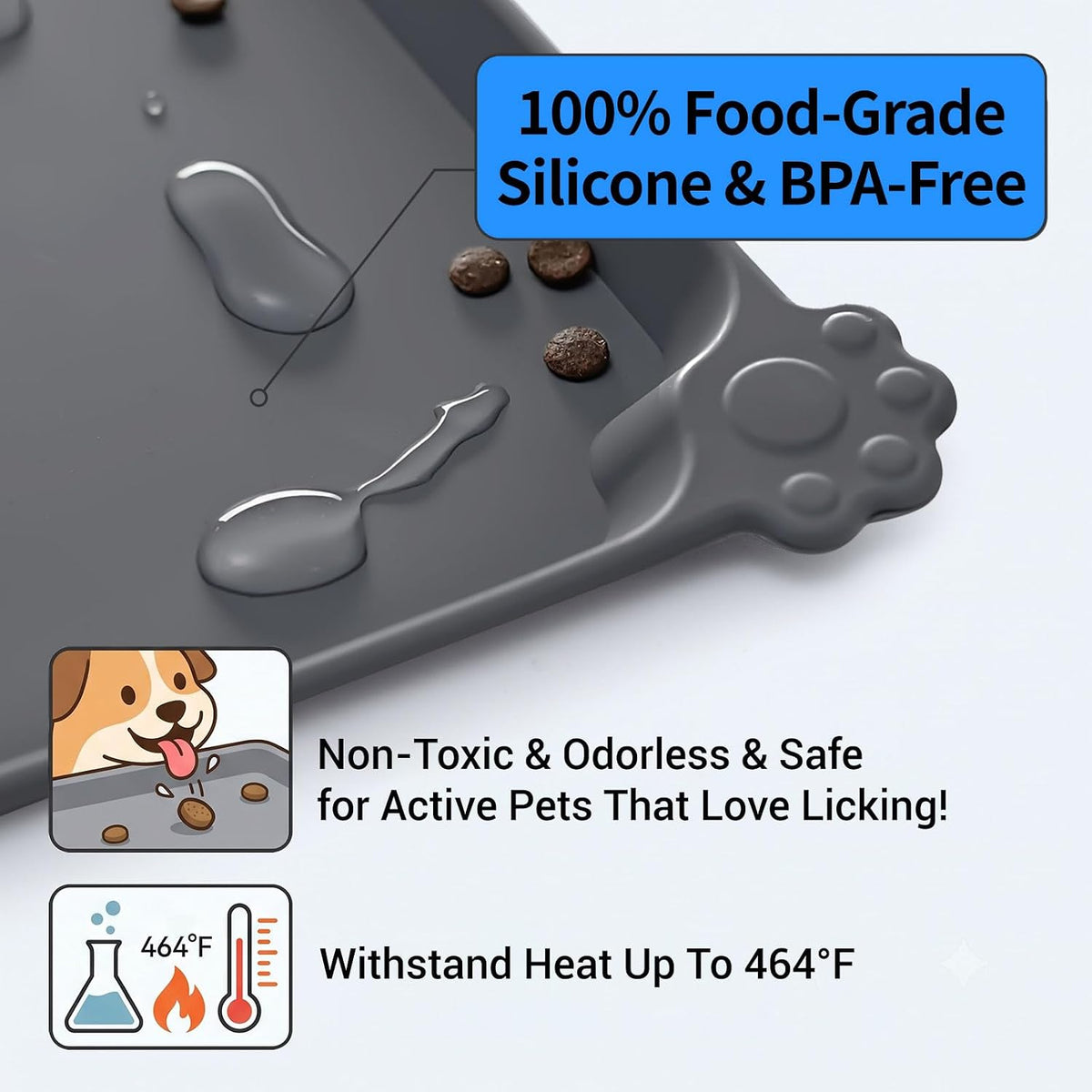 Reopet Silicone Pet Feeding Mat - Grey / 32" x 24" - image 3