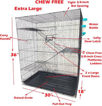 Extra Large 4-Floors with Tight 3/8-Inch Bar Spaing for Ferret Chinchilla Sugar Glider Rats Mice Hamster Gerbil Squirrel Rodent Degu Dagus Small Animal Critter Cage