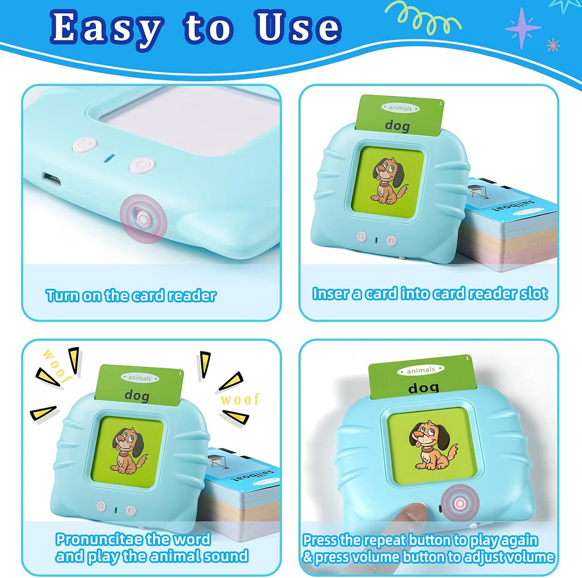 QuTZ Phonics Learning Toy for Preschool Kids - Blue / Basic 248 Words ABC+123 - image 3