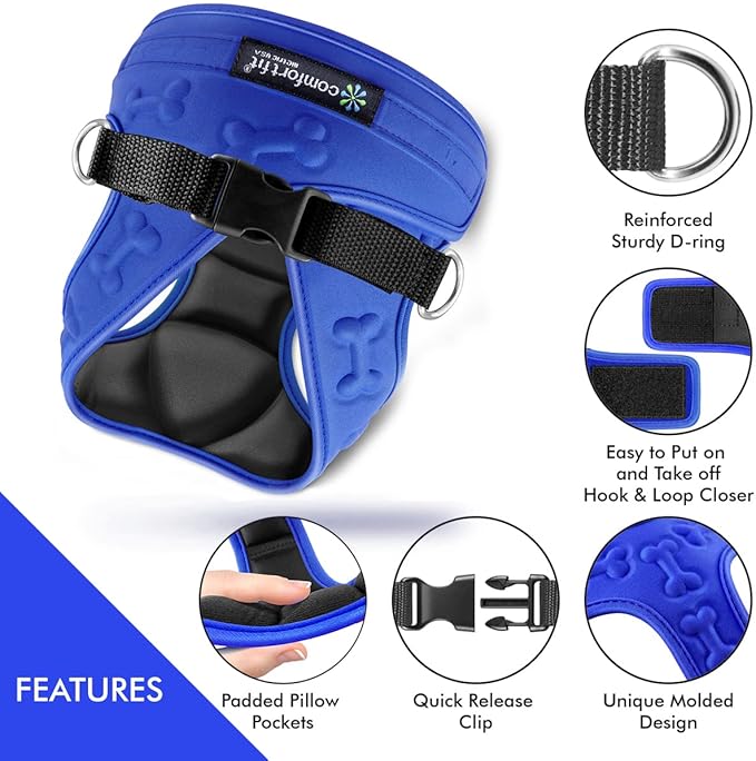 Comfort Fit Dog Harness No Pull with Adjustable Buckles Soft Padded Reflective Choke Step-in Pet Vest with Easy Control Handle for Small Medium Large Dogs & Puppies for Walking Running Training