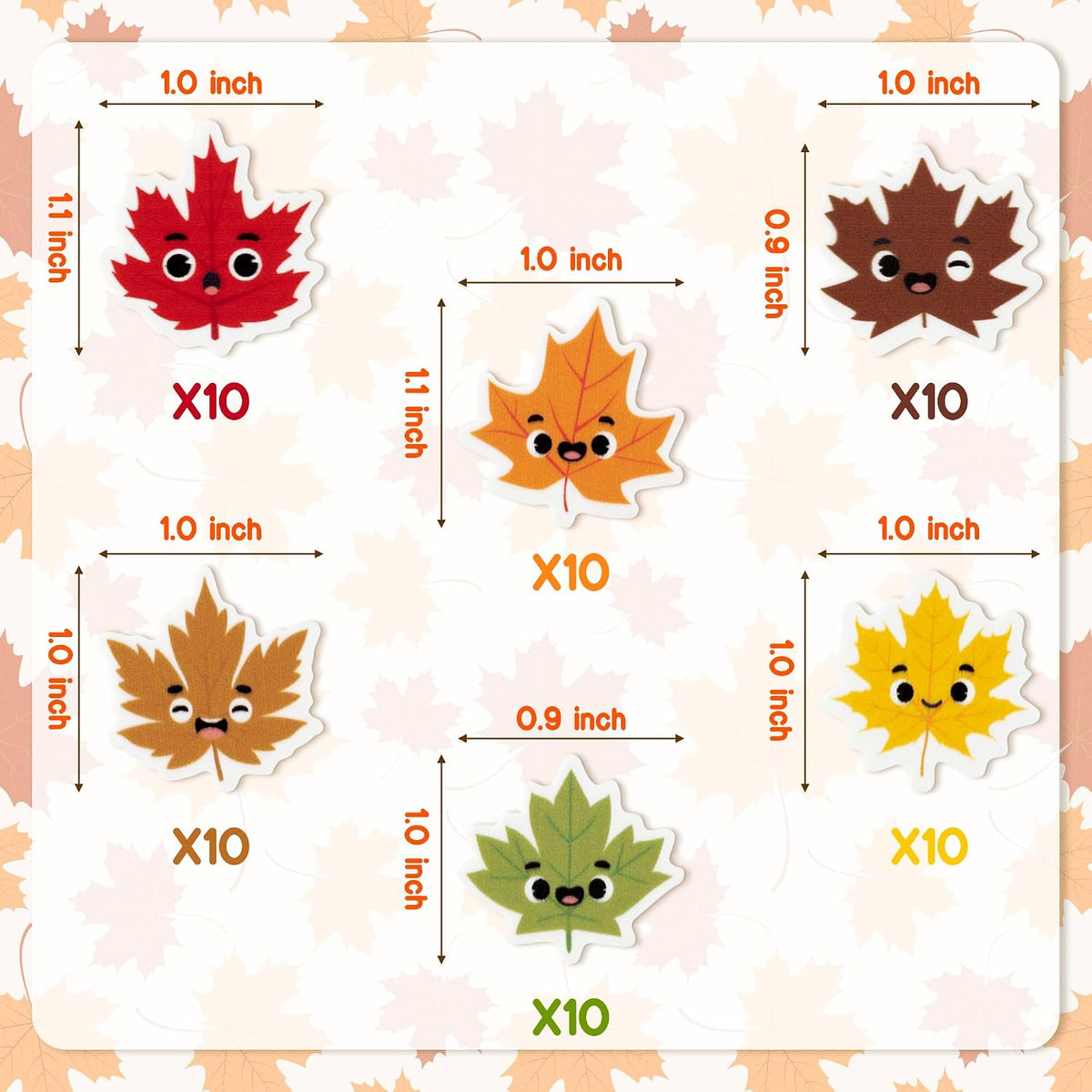 Yopyame 60 pack fall mini erasers shaped like maple leaves, pumpkins, acorns and bears - view 10