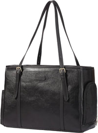 Fashion Dog Purse Pet Carrier Leather Bag for Small Dogs Cats Puppy, Portable Tote Bag Airline Approved Soft-Sided Carriers (Black)