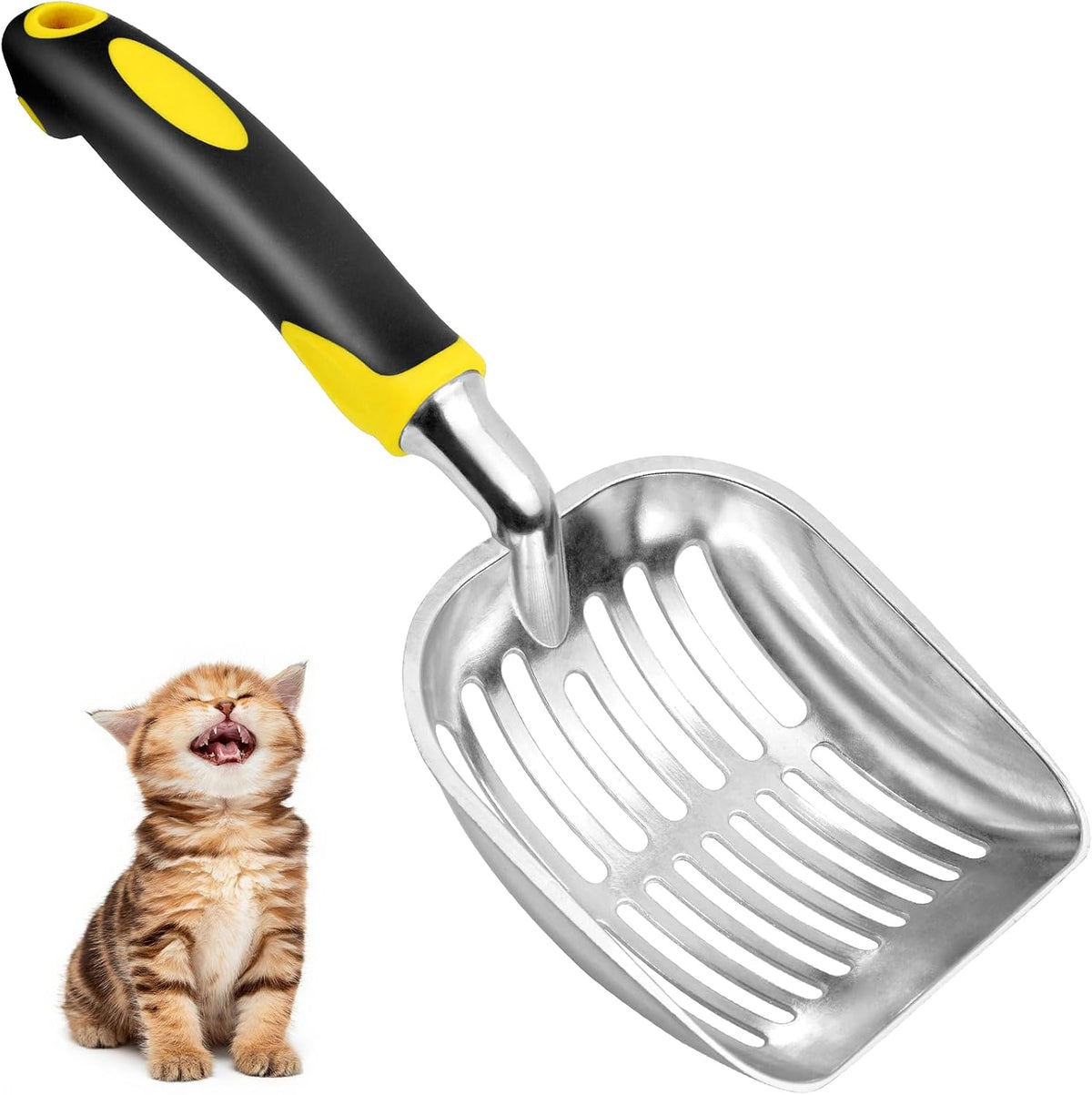 Showvigor Cat Litter Scoop, Metal Cat Scooper - Yellow