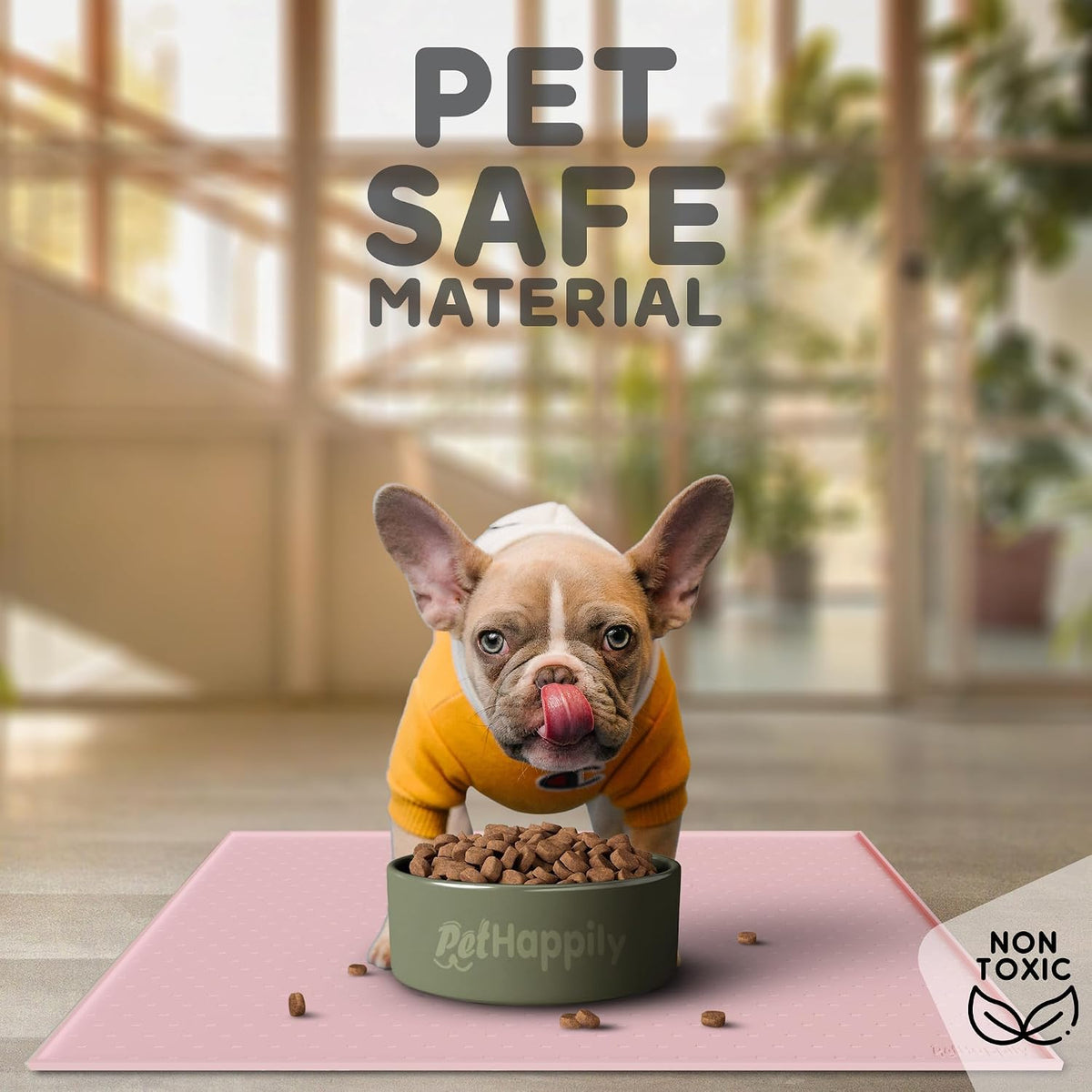Dog Food Mat - Raised Edges Dogs Mat for Food and Water Prevent Spill, Waterproof Cat Food Mats - 24"L x 15"W / Pink - image 3