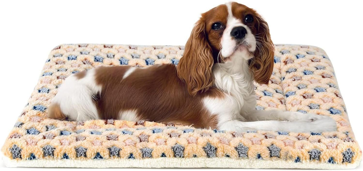 Mora Pets Cat Bed Ultra Soft Dog Crate Pad Star Print 14 x 17.5 inch - 24-Inch / Brown