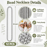 ZZYFGH 12 PCS Bead Necklace, 33'' Mardi Gras Beaded Necklaces – Fun for Kids & Family - Silver - image 2