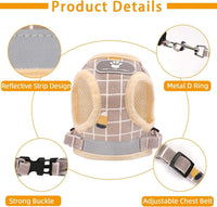 Cat Vest Harness and Leash Set - Khaki-pattern / X-Small (Chest: 8"-9") - image 4