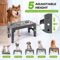 Elevated Dog Bowls with 5 Adjustable Heights Stand – Essentials for Dogs - Grey - image 2