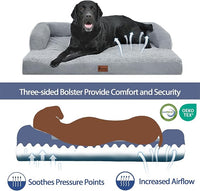 Orthopedic Dog Beds for Large Dogs, Waterproof Dogs Beds, Memory Foam Dog Couch Beds, Comfy Bolster Pet Beds with Removable Washable Cover, Nonskid Bottom (Large, Grey)