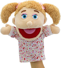 Family Hand Puppets,Puppets for Kids Role Paly Family Members 13.4 INCH Multi-Ethnic Puppets Plush - Big F-girl