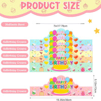 Yunsailing 36 Pcs Birthday Crowns Kids Classroom Party, Pink - Macaron Color - image 2