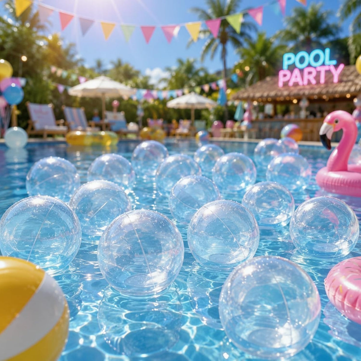 Yinder 24 Pcs Clear Beach Balls Inflatable Bubble Ball Decorations - Classic / Clear - image 2