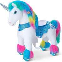 PonyCycle rainbow ride-on unicorn for toddlers with plush body, handlebars and hand brake - view 4