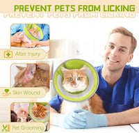 Breathable Air Mesh Cat Cone Collar Soft - Adjustable Recovery Collar to Stop Licking After Surgery, Foldable Lightweight E-Collar for Cats & Kittens (Green,S)