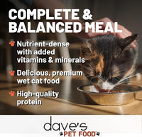 Dave's Pet Food Grain Free Wet Cat Food (Tuna & Salmon Dinner in Aspic), Naturally Healthy Canned, Added Vitamins & Minerals, 5.5 oz Cans (24 Pack
