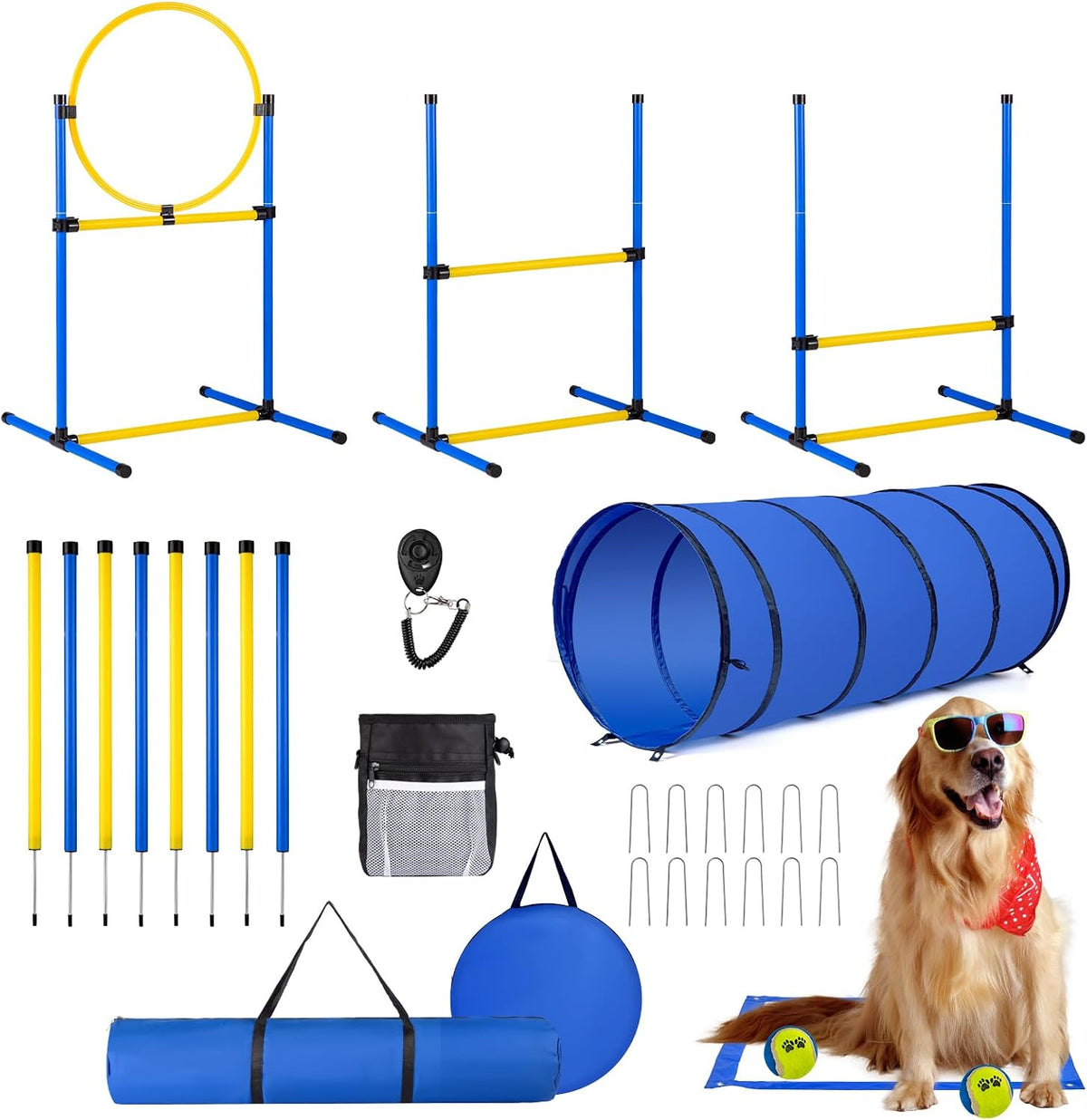 Dog Agility Course Backyard Set，Dog Agility Equipment - 10 PCS SET