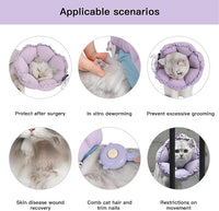 H HIDREAM Soft Cat Cone Collar， Cute Adjustable Cat Recovery Collar，Elizabethan e Collar That can Protect Head and Foot Wounds，Purple Flower All-Season Style