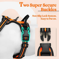 rabbitgoo Dog Harness No Pull with 2 Leash Clips, Adjustable Soft Padded, Reflective Oxford No Choke Pet Vest with Easy Control Handle for Large Dogs, Orange, XL
