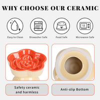 S&Q's CERAMICS Raised Slow Feeder Cat Bowl - 5.8" / Orange - image 4