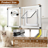 Full Glass Cat Door for Window, 32"-37" Adjustable Width - Fit 37"-45" Window Width - image 2