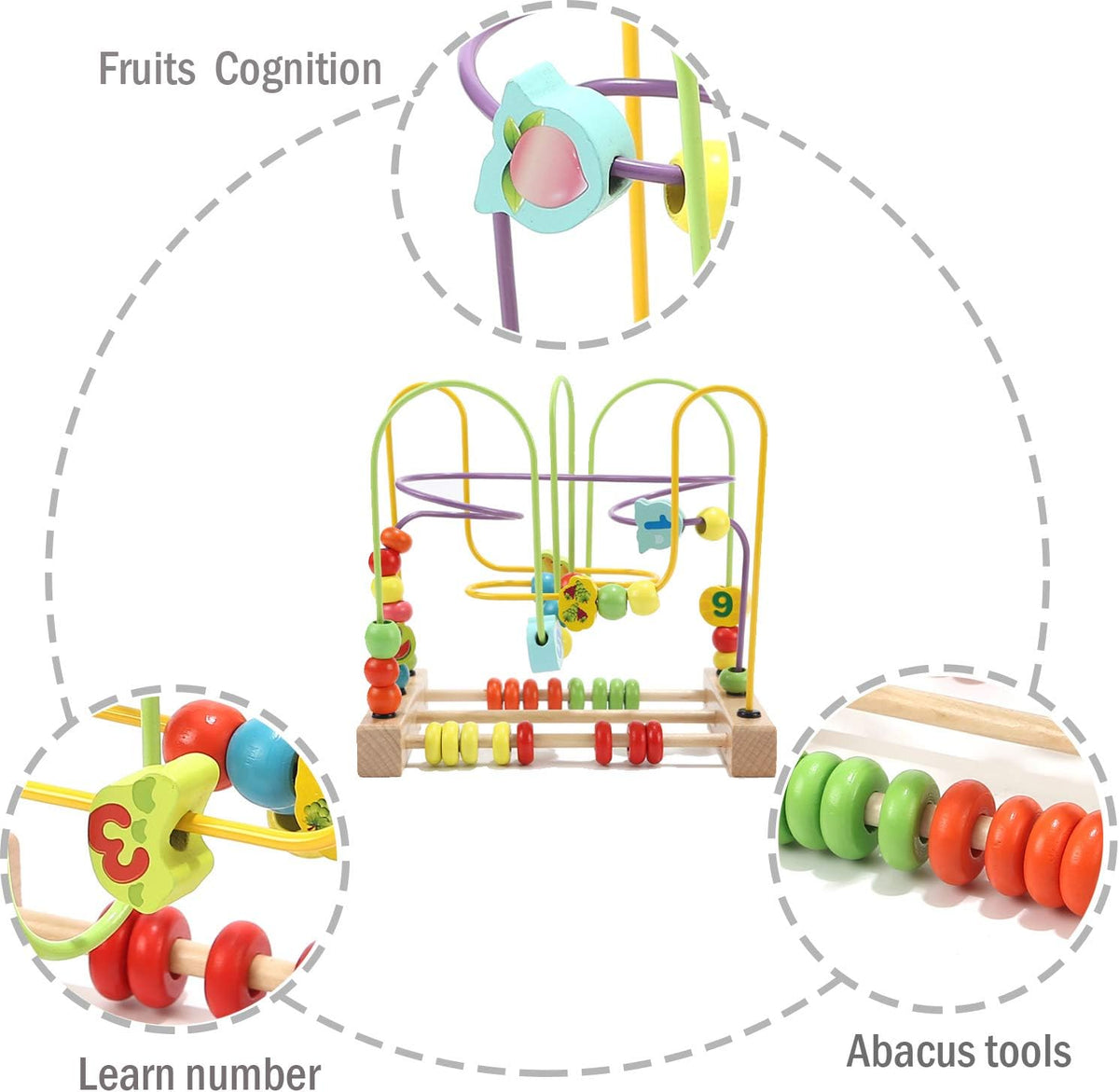 Wondertoys Bead Maze Toy for Kids Wooden Colorful Abacus Roller - image 3