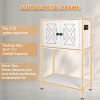5-10 Gallon Fish Tank Stand, Heavy Duty Aquarium Stand with Cabinet & Power Outlets for Fish Tank Accessories Storage, Double Reptile Terrarium Stand 20.5" L* 11" W Tabletop, White