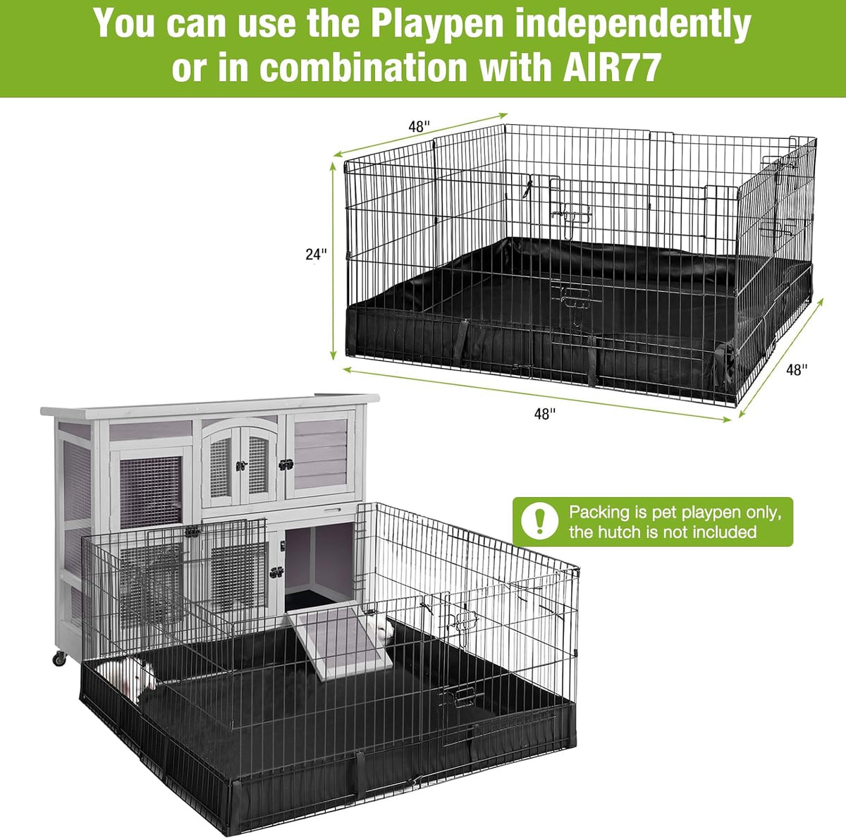 2-Story Wooden Rabbit Hutch with Chew-Proof Ramp - image 2