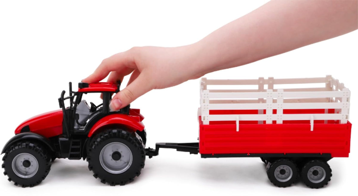 Toyland Friction Powered Farm Tractor with Trailer - Red Tractor & Trailer - image 4