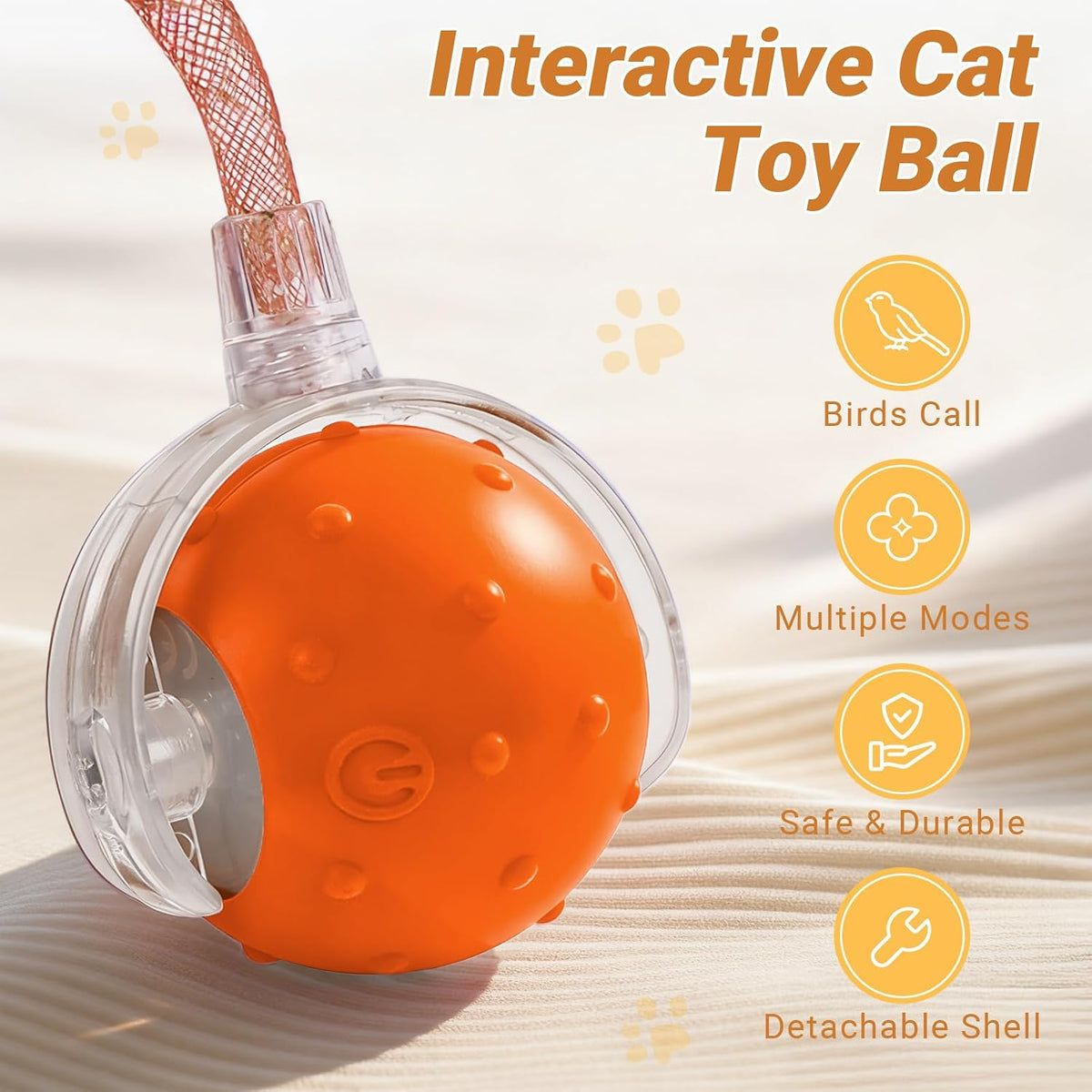 Interactive Automatic Cat Toy Ball-USB Rechargeable,Motion Activated - Orange - image 2