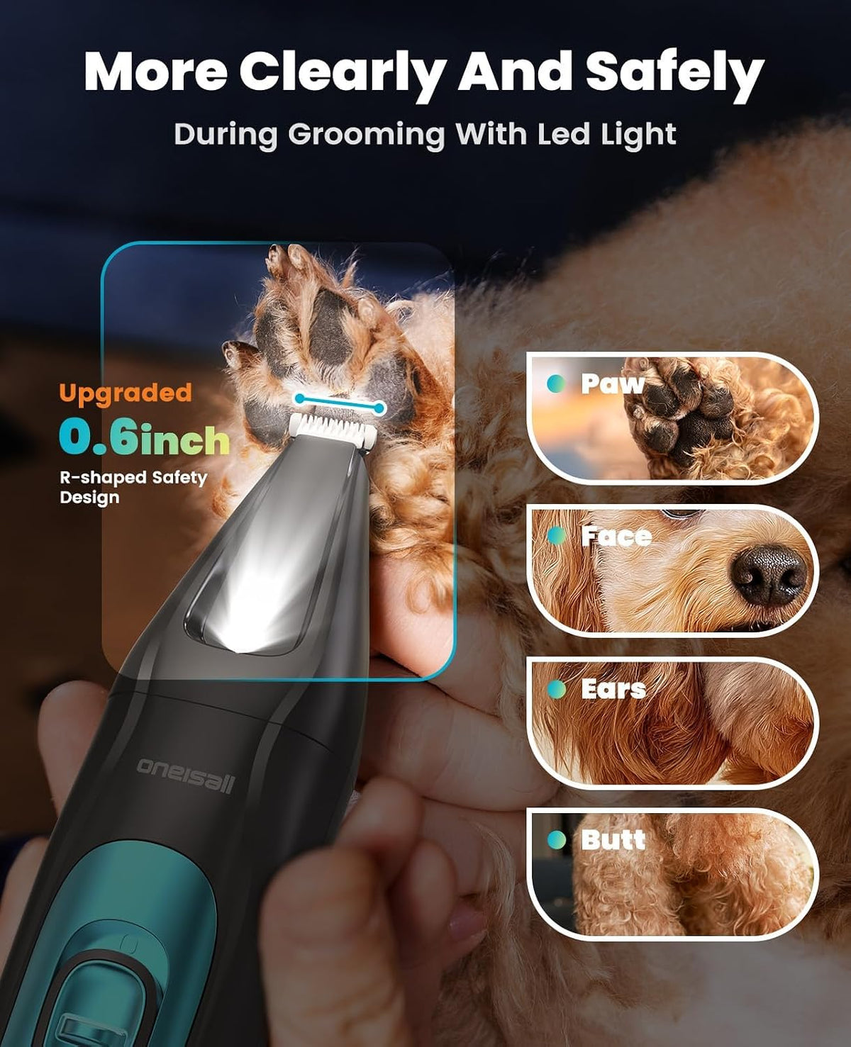oneisall Professional 4-in-1 Dog Grooming Kit with LED Light – Essentials for Dogs - image 4