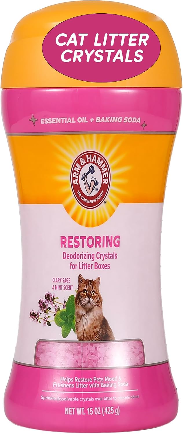 Arm & Hammer Cat Litter Deodorizing Crystals - Clary Sage & Mint / 15 Ounce (Pack of 1)