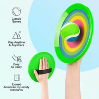 EVERICH TOY Toss and Catch Ball Game Set - Rainbow Green / 2 Paddles 2 Balls - image 3