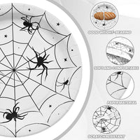 Gistome 96-piece Halloween spider web tableware set with plates, napkins and forks - view 20