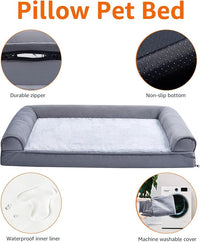 Amazon Basics Living Room Couch Dog Bed with Premium Foam, Pressure-Relief Support for Dogs up to 30lbs, Machine Washable Cover, Medium Sized (30" x 20"), Grey