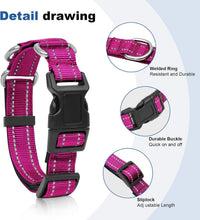 Reflective Martingale Dog Collars. Dog Collar with Quick Release - M:1" Wide for 14.5"-19.5" Neck / Rose Red - image 3
