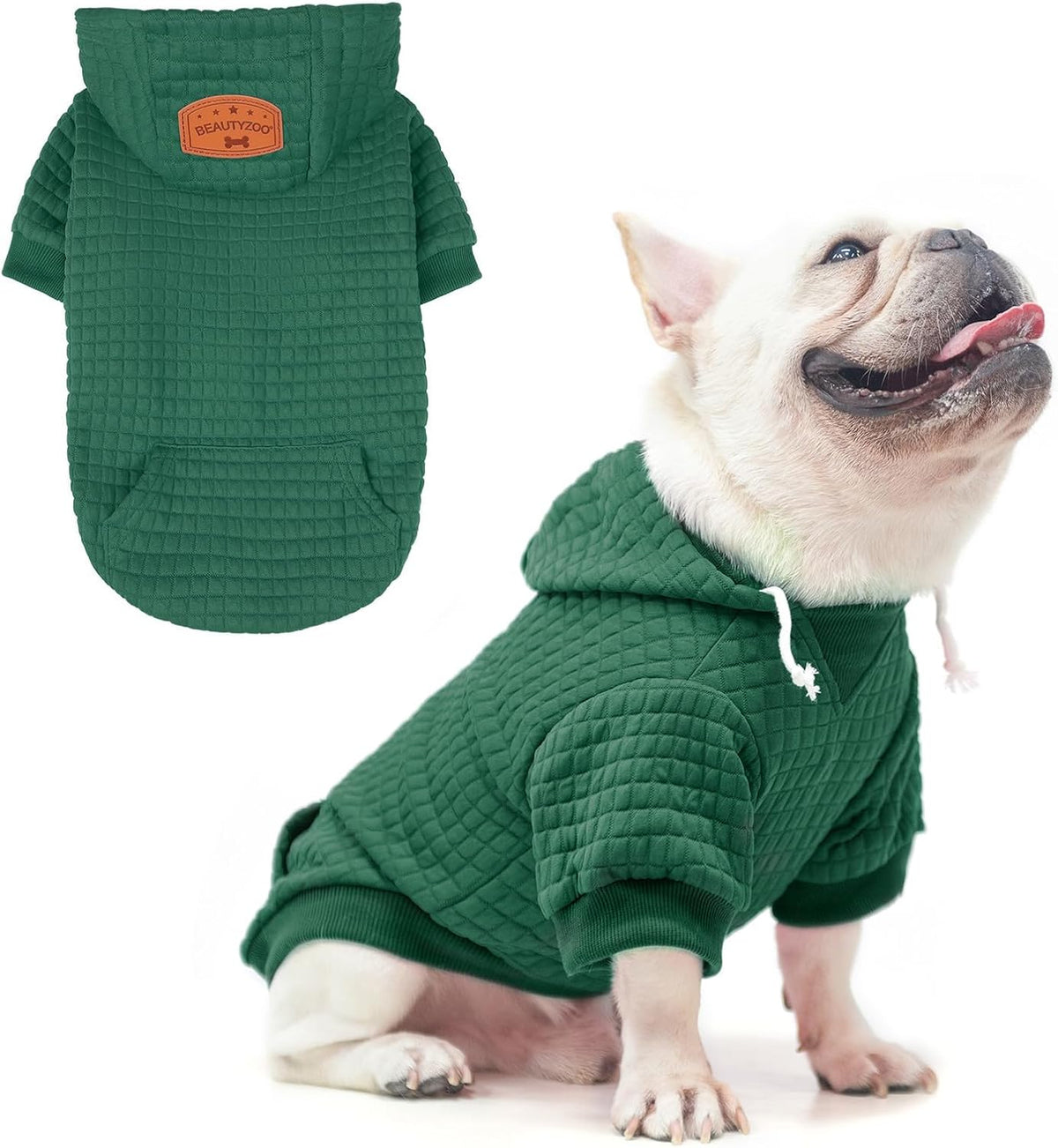 Small Dog Hoodie,Warm Winter Dog Sweater with Pocket & Leash Hole – Essentials for Dogs - Dark Green / M (Back: 16",Chest: 22", Neck: 13")