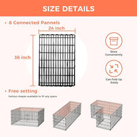 Foldable Dog Playpen 36" Height 8 Panels Metal Exercise Pen No Door - Indoor/Outdoor Dog Play Pen for Small-Medium Dogs, Portable Pet Fence for Yard Garden Camping, Black