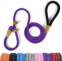 Dog Leash Slip Lead Braided Rope Pet Training Loop Leashes 5ft 6ft 8ft – Essentials for Dogs - Purple / Slip Lead-3/8in x 6ft Small