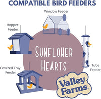 Valley Farms Whole Sunflower Hearts for Birds, Girasol Kernels Wild Bird Food, No Mess Wild Bird Seed for Outside Feeders (4 LBS)
