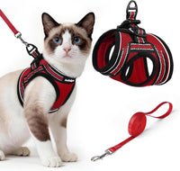 rabbitgoo Cat Harness and Leash Set, Step-in Soft Vest - L / Red