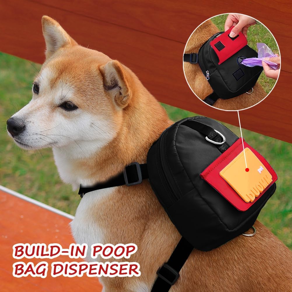 Dog Backpack Harness with Leash - Medium / Black - image 4
