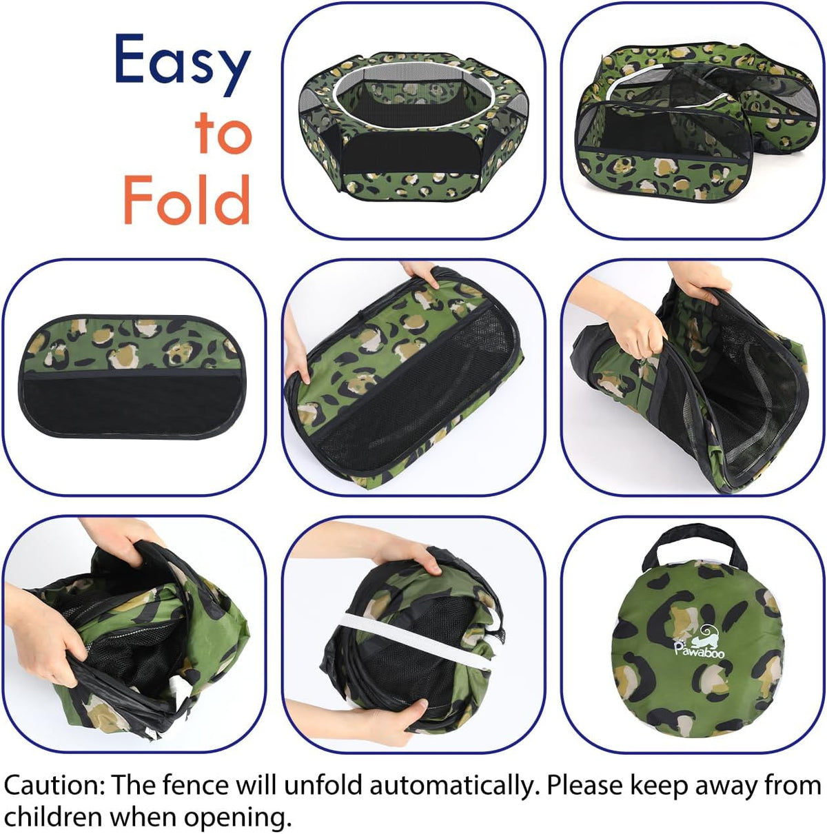 Pawaboo Small Animal Playpen, Waterproof Portable Pet Cage Tent - T-Leopard Print / 1 - image 2