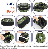 Pawaboo Small Animals Playpen, Waterproof Small Pet Cage Tent with Zippered Cover, Portable Outdoor Yard Fence with 3 Metal Rod for Chick/Kitten/Puppy/Guinea Pig/Rabbits/Hamster, Leopard Print
