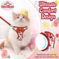 Cat Harness and Leash Escape Proof for Walking - XXS-Chest(8.7"-10.2") / Red - image 2