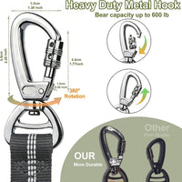 Dog Leash Heavy Duty, Bungee Leash Reflective Car Seat Belt for Dogs Brown – Essentials for Dogs - Grey - image 2