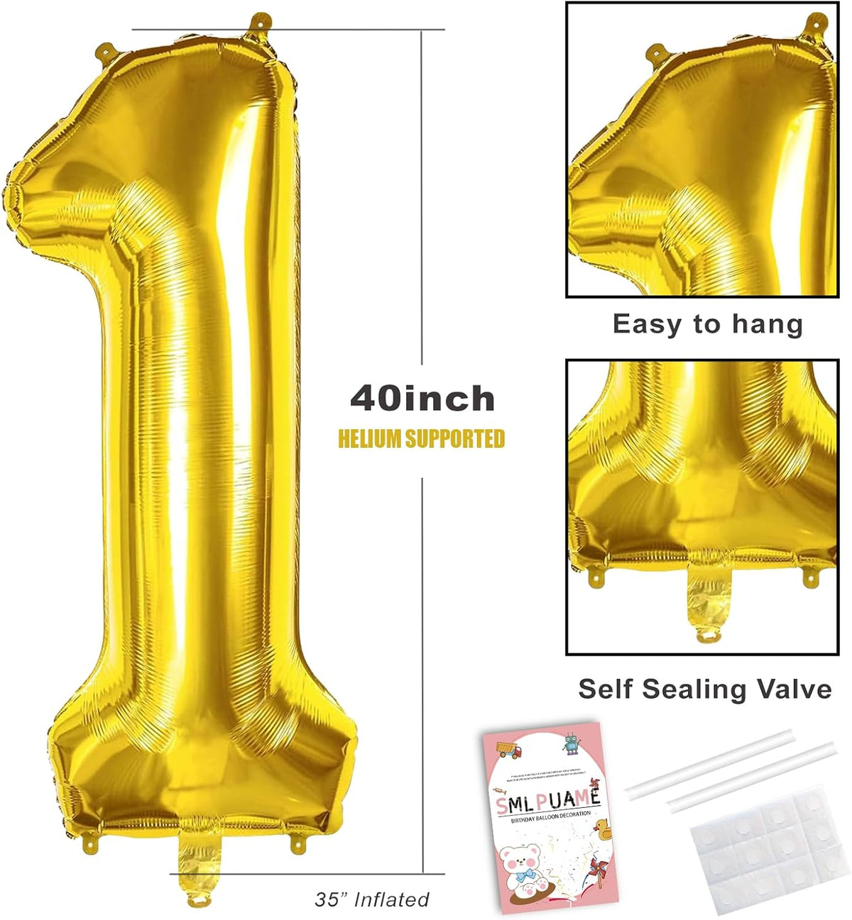 40 Inch Gold Number 1 Balloon - Gold Balloon / 40 Inch Number 1 - image 3