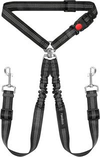 Pawaboo 2Pack Dog Car Seatbelt - AA-Black + Silver